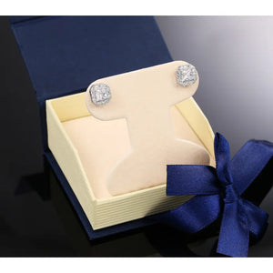 CZ Cushion Cut Halo Stud Earrings in Sterling Silver