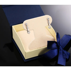 CZ Dangle Stud Earrings, Three Spoke in Sterling Silver