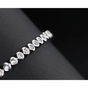 CZ Elegant Tennis Bracelet, Adjustable in Sterling Silver