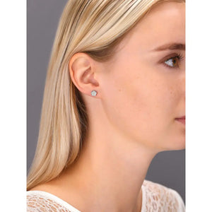 CZ Flower Stud Earrings in Sterling Silver
