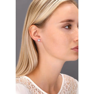 CZ Halo Stud Earrings in Sterling Silver