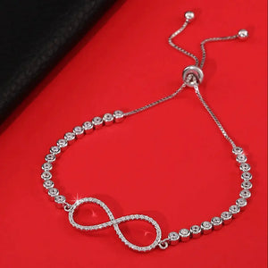 CZ Infinity Love Bracelet with Cubic Zirconia Stones in Sterling Silver