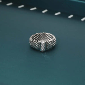 CZ Italian Station Ring in Sterling Silver