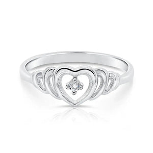CZ Open Heart Sterling Silver Ring – Elegant Love Ring Perfect for Her on Anniversaries & Everyday Wear.