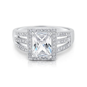 CZ Princess Baguette Ring in Sterling Silver