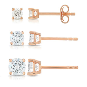 CZ Rose Gold Plated Stud Earrings in Sterling Silver