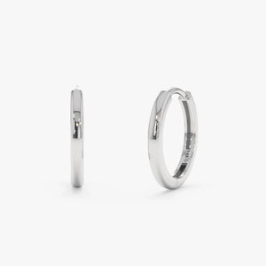 Elegant 14K Solid Gold Mini Huggie Earrings - Tiny Hinged Cartilage Hoops in 7mm, 8mm, and 9mm Sizes.