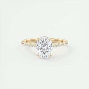 2.35 TCW Oval Cut Lab Grown Diamond Solitaire Accent Ring, 14K Solid Gold Engagement Ring, Wedding Ring, Bridal Ring, Anniversary Gift Ring.