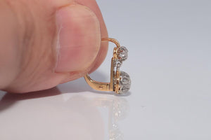 Antique Circa 1920S 18K Gold Art Deco Natural Diamond Decorated Earring