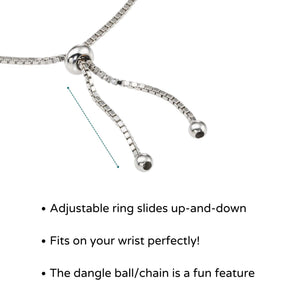 Never Stop Dreaming Adjustable 925 Sterling Silver Bracelet - Handmade Jewelry Gift.