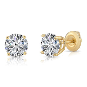 14K Gold Lab Diamond Stud Earrings, 1.50Ctw, with Screw Backs