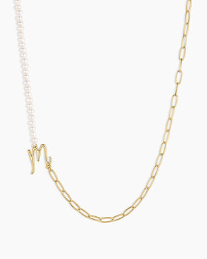 Lou Pearl Alphabet Necklace NikNenz™ Premium Gold & Diamonds