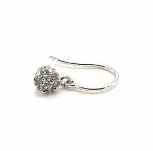 18 Karat White Gold Natural Diamond Cluster Flower Dangle Drop Earrings