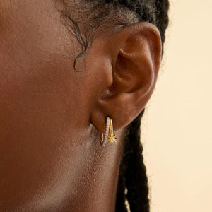 Stunning Gold Cosmic Illusion Crystal Hoop Earrings.