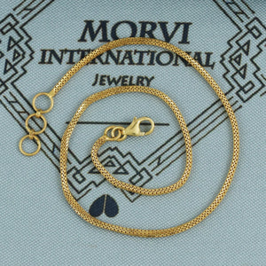 Bracelet in 22K Solid Gold, Indian Handmade Pure Gold Jewelry, Women Box Chain Link Bracelet with Adjustable Hoops, K5877