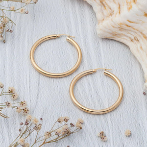 Stunning 14K Gold Large Dome Hoop Earrings - Timeless Elegance in Every Pair!.