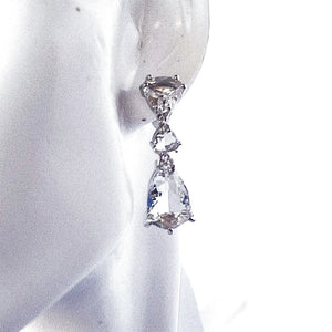 Regal Diamond Wedding Drop Earrings. Swarovski-Like Earrings for Women.