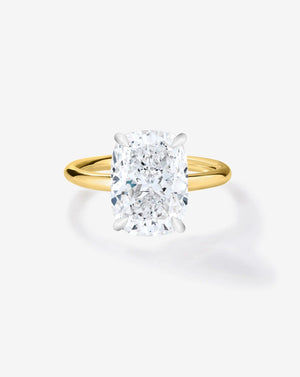 Stunning 3.53ct Cushion Diamond Cloud Solitaire Engagement Ring in 14K Gold.