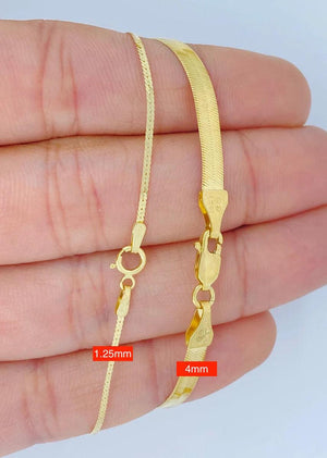 Stunning 14K Solid Gold Herringbone Bracelet - Stylish Flat Liquid Link Chain, Adjustable 6.5-9 Inch Stackable Design.