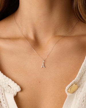 Diamond Vintage Alphabet Charm Necklace