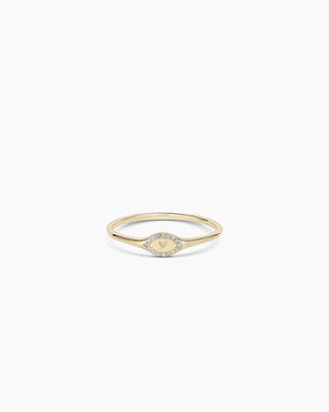 14K Diamond Love Signet Ring