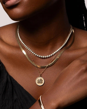 Stunning Graduated Bezel Diamond Tennis Necklace - Elevate Your Elegance.