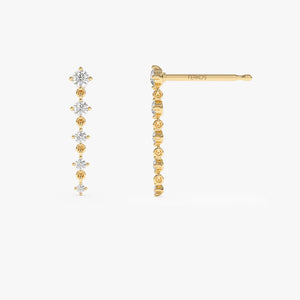 Dangle & Drop Earrings / 14K Gold Dangling 4 Prong Natural Diamond Drop Earrings by Ferkos Fine Jewelry