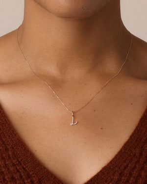 Diamond Script Alphabet Charm Necklace