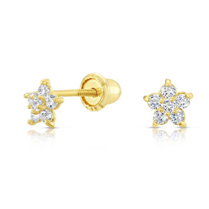 10K Yellow Gold Tiny Flower Stud Earrings