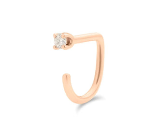 Small Diamond Claw Earring - 14K Solid Gold Huggie Hoop Earring