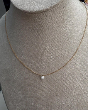 18K Solid Gold Pierced Diamond Necklace|0.25Ct Pierced Diamond Choker|Drilled Lab Diamond Pendant|Delicate Fine Jewellery