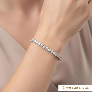 Elegant 925 Sterling Silver Classic Tennis Bracelet with Simulated Diamond CZ.