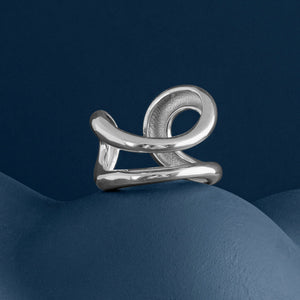 SILVER CHUNKY DOUBLE LOOP RING
