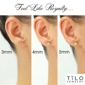 Stunning 14K Gold Cubic Zirconia Stud Earrings with Comfortable Silicone Push-Backs.