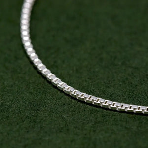 Dainty 0.9mm Sterling Silver Box Chain Bracelet for Women - Elegant and Versatile Jewelry Piece.