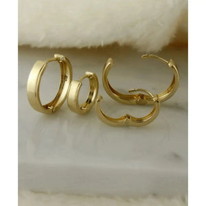 Dainty 10K Solid Gold Minimalist Huggie Hoop Earrings for Everyday Wear
