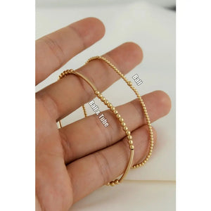 Dainty 14K Gold Filled Beaded Bracelet - Tarnish Resistant Thin Stacking Jewelry.