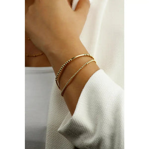 Dainty 14K Gold Filled Beaded Bracelet - Tarnish Resistant Thin Stacking Jewelry.