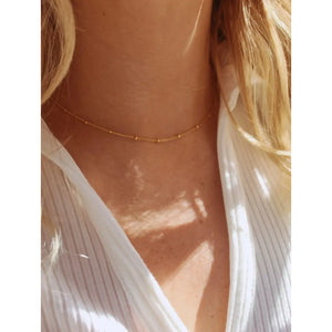 Dainty 14K Gold Satellite Choker Necklace - Perfect Layering Chain for Women.