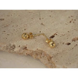 Dainty 14K Solid Gold 5mm Ball Stud Earrings - Everyday Elegance.