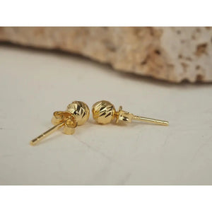 Dainty 14K Solid Gold 5mm Ball Stud Earrings - Everyday Elegance.