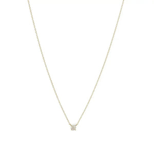 Dainty 14K Solid Gold Diamond Solitaire Necklace - Elegant Minimalist Floating Pendant Jewelry.