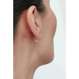Dainty 14K Solid Gold Hexagon Hoop Earrings - Minimalist Tiny Geometric Jewelry.