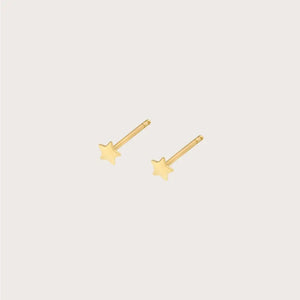 Dainty 14K Solid Gold Star Earrings - Celestial Minimalist Jewelry Elegance.