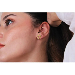 Dainty 14K Solid Gold Sun Stud Earrings - Perfect Celestial Gift for Her.