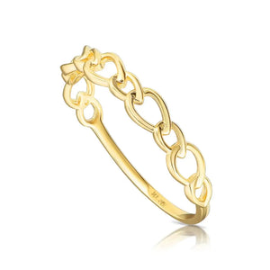 Dainty 14K Yellow Gold Cuban Link Ring – Elegant Chain Style for Everyday Luxury and Perfect Gift for Her.