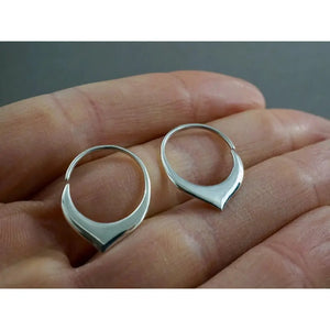 Dainty 18K Gold Petal Hoop Earrings - Tiny 14mm Floral Sleeper Hoops.