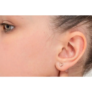 Dainty 925 Sterling Silver & 14K Gold Small Heart Stud Earrings - Perfect Gift of Luck!.