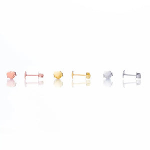 Dainty 925 Sterling Silver & 14K Gold Small Heart Stud Earrings - Perfect Gift of Luck!.