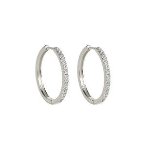 Dainty CZ Hoop Earrings: 18K Gold Sterling Silver Pave Hoops